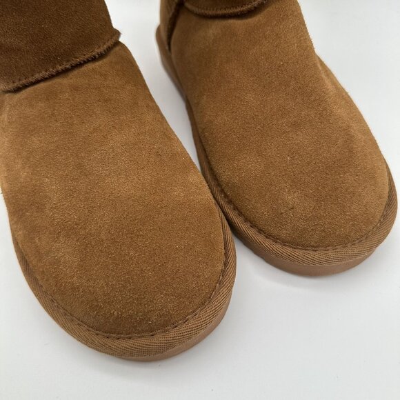 Monroe Fleece Lined Suede Boots Size 9 Womens Tan Slip-On Warm Comfortable - Picture 4 of 7